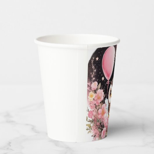 Uil eerste verjaardag papieren bekers (Rechts)