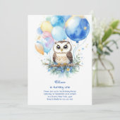 Uil eerste verjaardag uitnodiging (Staand voorkant)