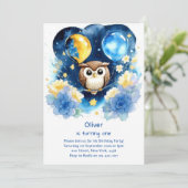 Uil eerste verjaardag uitnodiging (Staand voorkant)