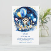 Uil eerste verjaardag uitnodiging (Staand voorkant)