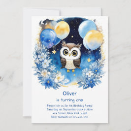 Uil eerste verjaardag uitnodiging