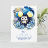 Uil eerste verjaardag uitnodiging (Staand voorkant)