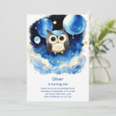 Uil eerste verjaardag uitnodiging (Staand voorkant)