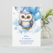 Uil eerste verjaardag uitnodiging (Staand voorkant)