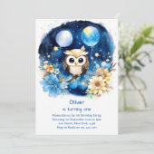 Uil eerste verjaardag uitnodiging (Staand voorkant)