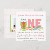 Uil eerste verjaardag uitnodiging (Voorkant / Achterkant)