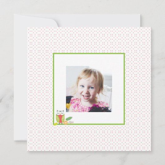 Uil eerste verjaardag uitnodiging (Achterkant)