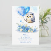 Uil eerste verjaardag uitnodiging (Staand voorkant)