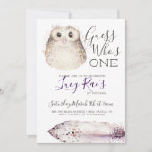 Uil eerste verjaardagsfeestje kaart (Voorkant)
