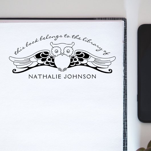 Uil Elegant  Deco Library Boeken Rubberstempel