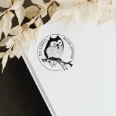  Uil, Elegant Ex Libris Boek Rubberstempel