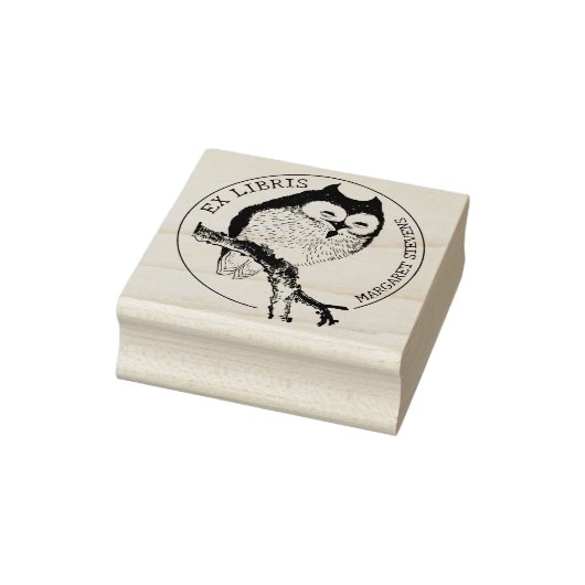 Uil, Elegant Ex Libris Boek Rubberstempel (Stempel)