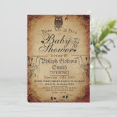 Uil  Elegant Gotisch, Halloween Baby shower Kaart (Staand voorkant)