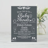 Uil  Elegant Gotisch, Halloween Baby shower Kaart (Staand voorkant)