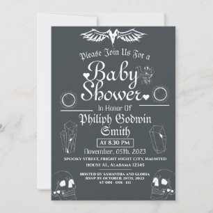 Uil  Elegant Gotisch, Halloween Baby shower Kaart