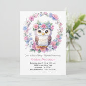 Uil Elegantie: Meisje Baby shower Kaart (Staand voorkant)