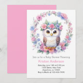 Uil Elegantie: Meisje Baby shower Kaart (Voorkant / Achterkant)