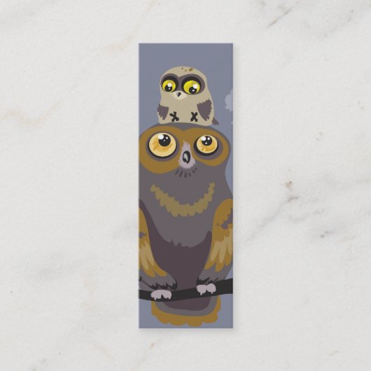 Uil en Baby Uil Bladwijzer Mini Visitekaartje (Voorkant)