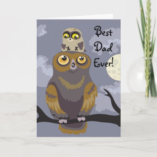 Uil en Baby Vaderdag Kaart (Voorkant)
