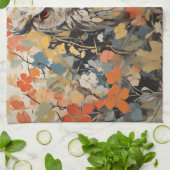 Uil en bloemen in de lente schilderij theedoek (Gevouwen)