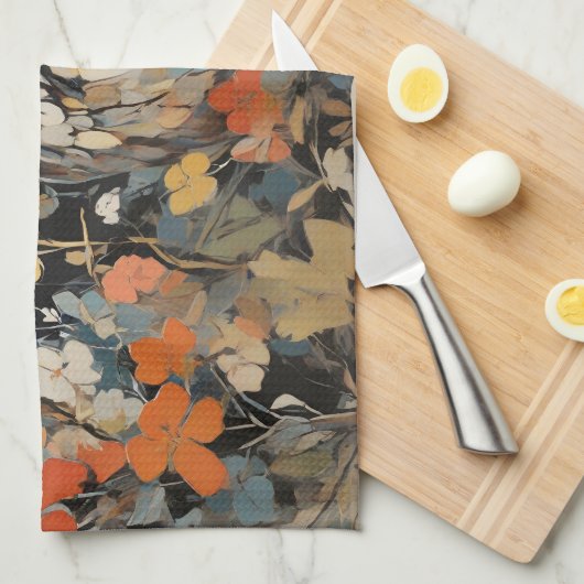 Uil en bloemen in de lente schilderij theedoek (Quarter Fold)