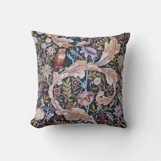Uil en Bloemen, William Morris Kussen (Voorkant)