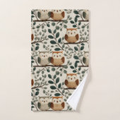 Uil en Bosblad Patroon Bad Handdoek (Handdoek)