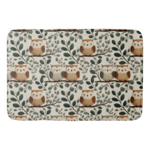 Uil en Bosblad Patroon Badmat