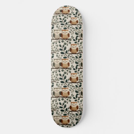Uil en Bosblad Patroon Persoonlijk Skateboard (Voorkant)