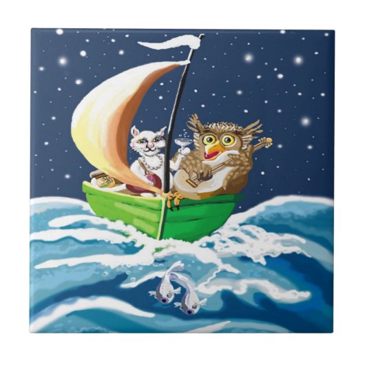 Uil en de kut Edward Lear Tegeltje (Voorkant)