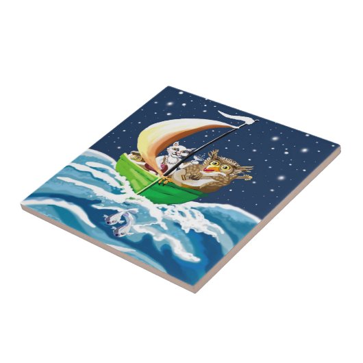 Uil en de kut Edward Lear Tegeltje (Zijkant)