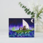 uil en de moderne levendige illustratie van pussyc briefkaart (Staand voorkant)