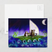 uil en de moderne levendige illustratie van pussyc briefkaart (Voorkant / Achterkant)