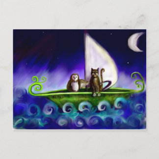 uil en de moderne levendige illustratie van pussyc briefkaart