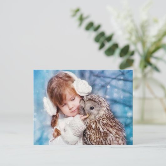 uil en dochter briefkaart (Staand voorkant)