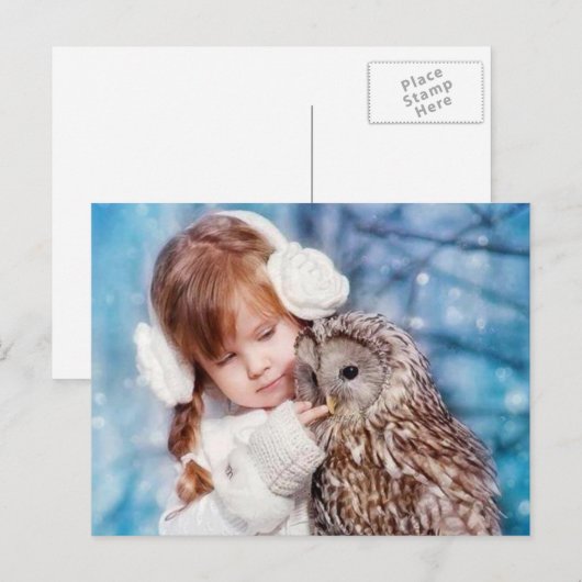 uil en dochter briefkaart (Voorkant / Achterkant)