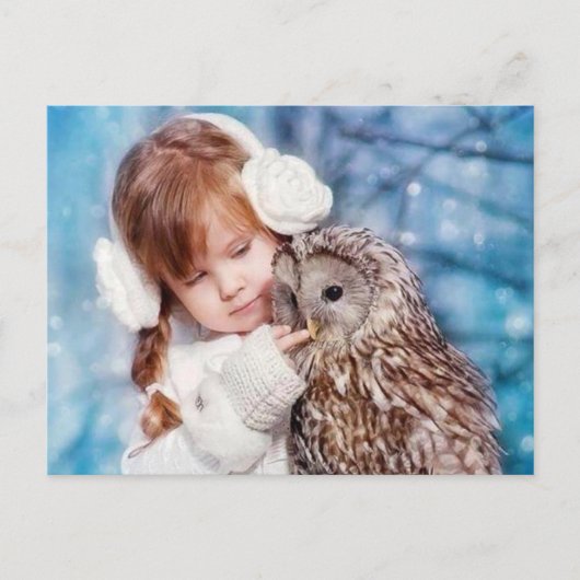 uil en dochter briefkaart (Voorkant)