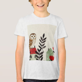 Uil en een vogel Tri-Blend shirt