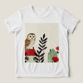 Uil en een vogel Tri-Blend shirt