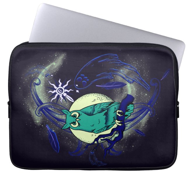 Uil en geest laptop sleeve (Voorkant)