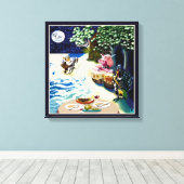 Uil en het kutje Lear Poem Canvas Afdruk (Insitu (Houten vloer))