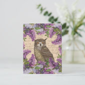 uil en lila briefkaart (Staand voorkant)