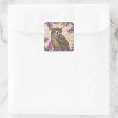  uil en lila vierkante sticker (Tas)