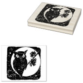 Uil en maan silhouet art stempel (Gestempeld)