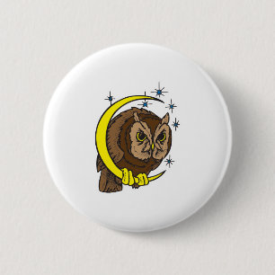 Uil en Maan Tattoo Ontwerp Ronde Button 5,7 Cm