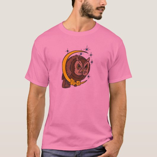 Uil en Maan Tattoo Ontwerp T-shirt (Voorkant)