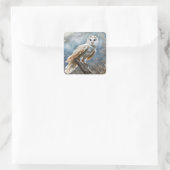 Uil en magische lucht Mooie Feestdagen Sneeuw Vierkante Sticker (Tas)