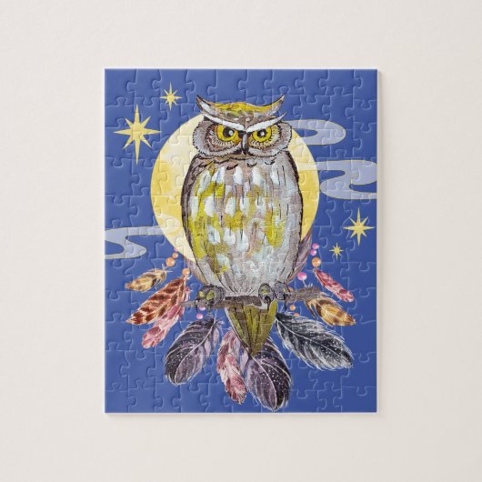 Uil en Moon Spirit Animal puzzel Legpuzzel (Verticaal)