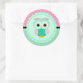 Uil en polka stippen ronde sticker (Tas)