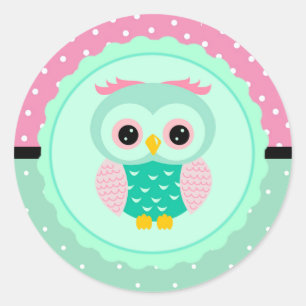 Uil en polka stippen ronde sticker